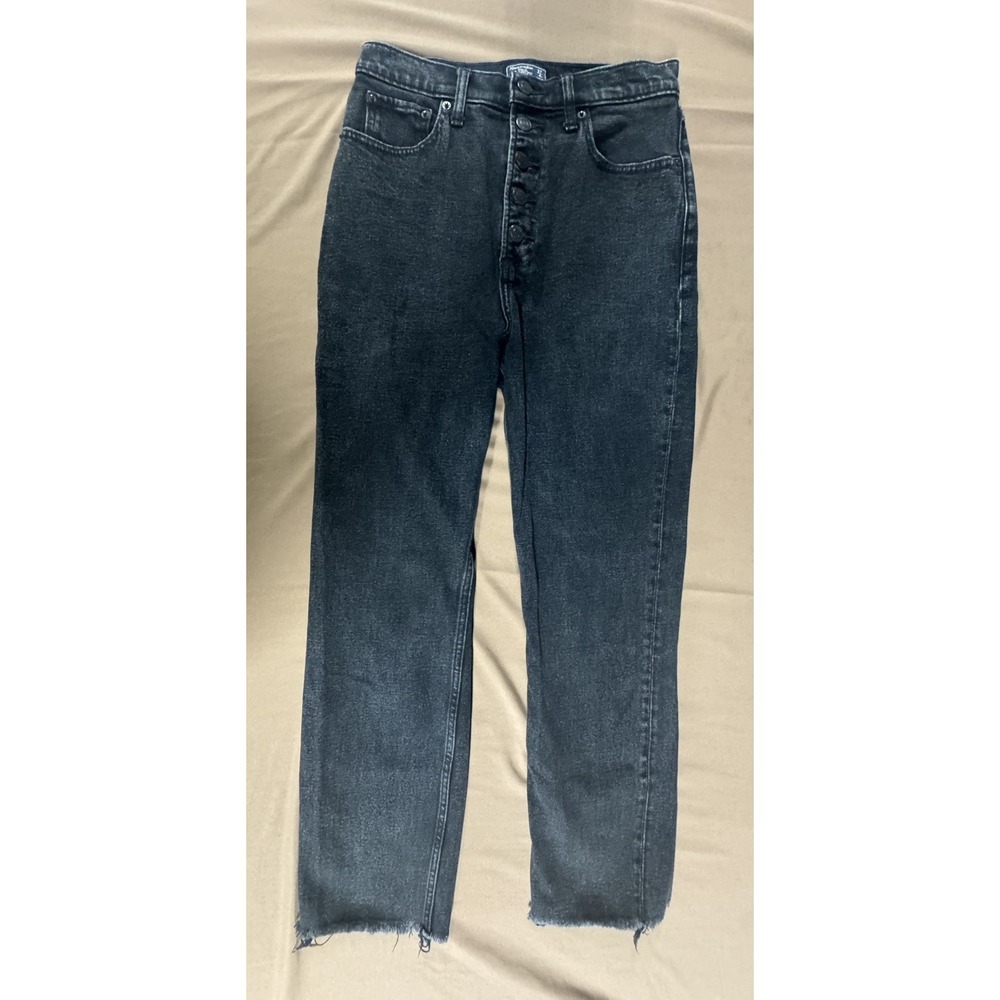 ABERCROMBIE & FITCH BLACK  BUTTON FLY ULTRA HIGH RISE STRAIGHT JEANS